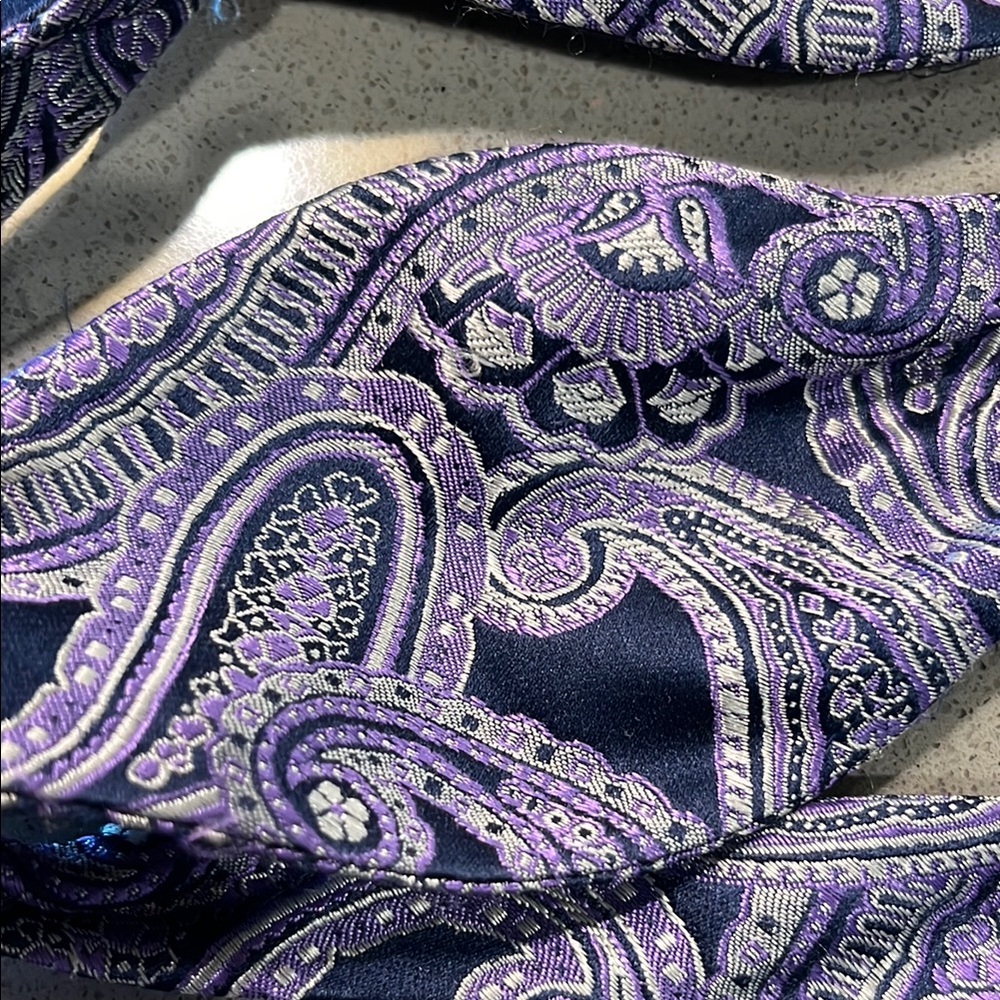 Michael Kors Purple & Silver Paisley Bow Tie - Picture 6 of 6